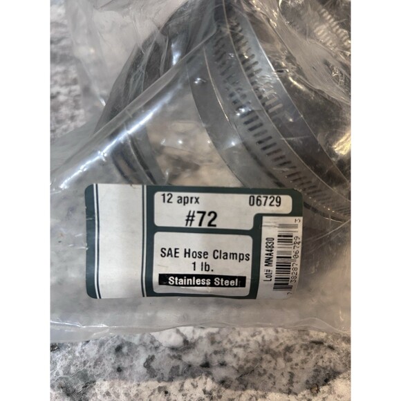 06729 SAE Hose Clamps #72 Trade Worm Gear Stainless Steel 1 Lb Pack Of 12 - Picture 3 of 4
